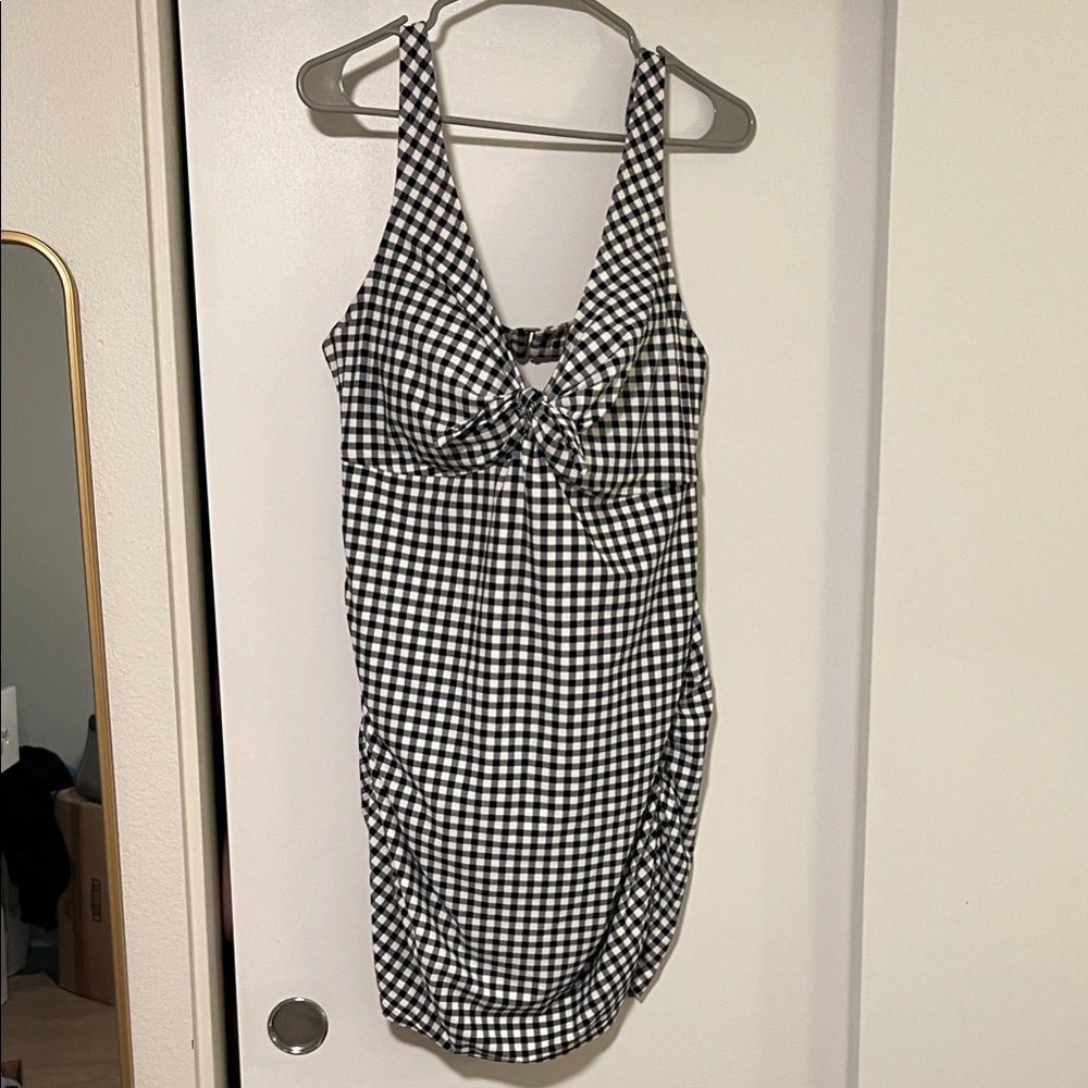 Old Navy Black and White Gingham One-Piece Swimsuit
